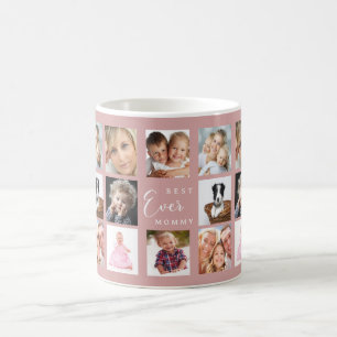 Mother mommy photo collage dusty rose pink coffee mug