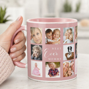 Mother mommy photo collage dusty rose pink mug