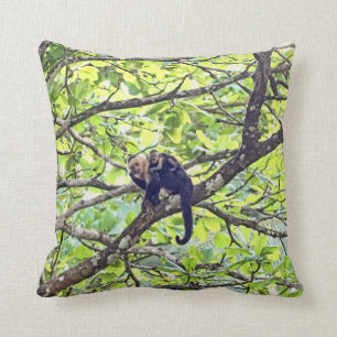 Mother Monkey and Baby in Jungle Throw Pillow