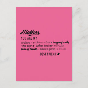 Mother My Confidant Best Friend Holiday Postcard