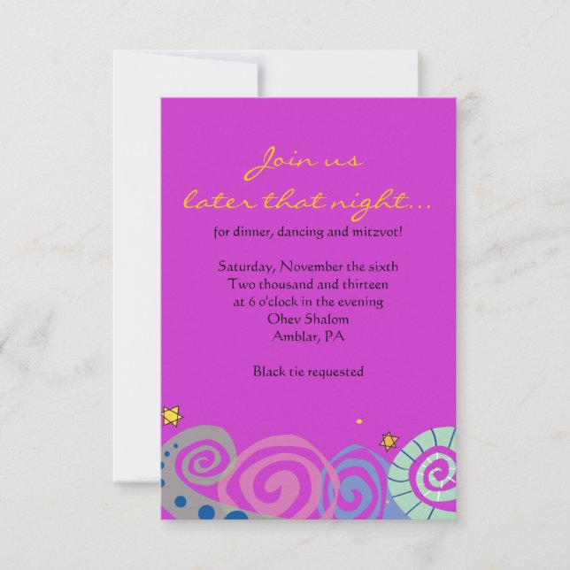 MOTHER NATURE SWIRL Bat Bar Mitzvah Party Card (Front)