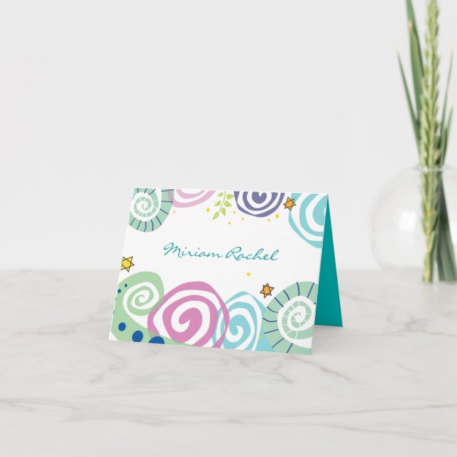 MOTHER NATURE SWIRL Bat Bar Mitzvah Thank You Card (Front)