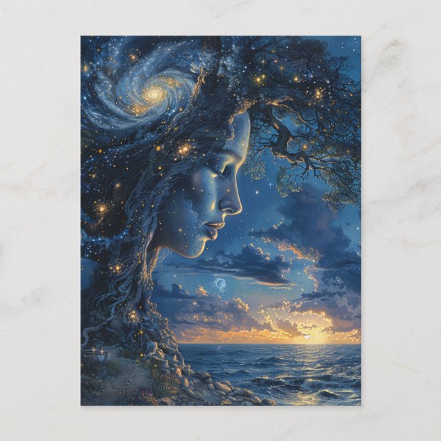 Mother Nature Tree Ocean Fantasy Postcard (Front)