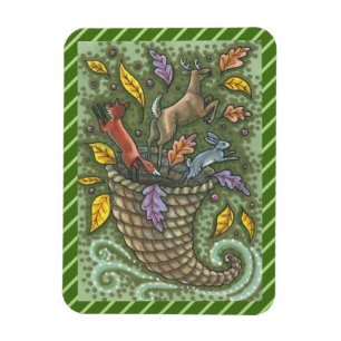 MOTHER NATURE'S BOUNTY, WOODSY CORNUCOPIA MAGNET
