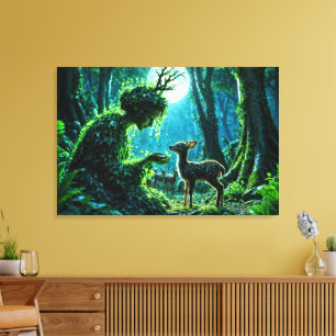 Mother nature's gentle touch on a spotted fawn canvas print