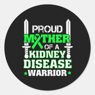Mother Of A Kidney Disease Warrior Ckd Awareness M Classic Round Sticker