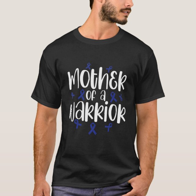 Mother of a warrior Hydrocephalus awareness blue r T-Shirt (Front)