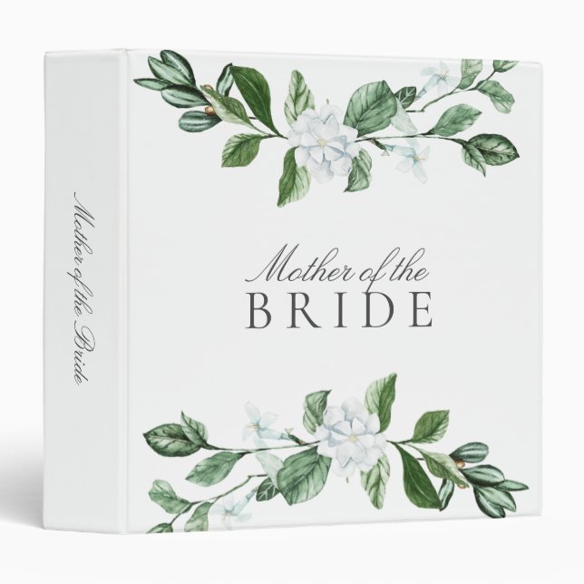 Mother of Bride Greenery Wreath Floral Wedding Binder (Front/Spine)