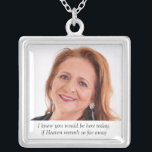 Mother of Bride In Heaven Photo Memorial Wedding Silver Plated Necklace<br><div class="desc">Wear this beautiful Mother of the Bride photo memorial necklace on your wedding day to feel the love you shared with her and keep her close on your special day. Add your own special text, or, use the wording as shown "I know you would be here today if Heaven weren't...</div>