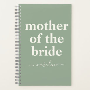 Mother of Bride Minimal Modern Name   Sage Green  Notebook