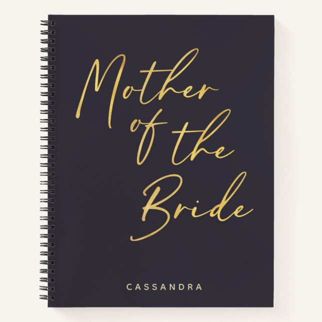 Mother of Bride Minimalist Gold Navy Personalized Notebook (Front)