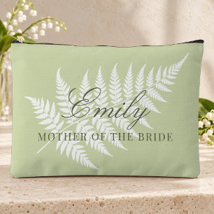 Mother of Bride Pistachio Green White Fern Large Accessory Pouch