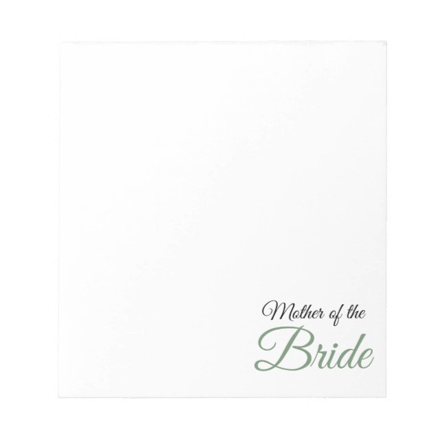 Mother of Bride Script Green Notepad (Front)