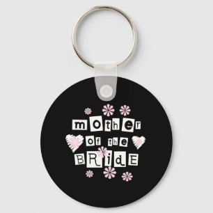 Mother of Bride White on Black Keychain