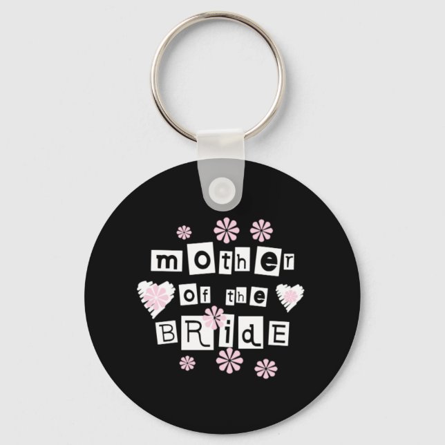 Mother of Bride White on Black Keychain (Front)