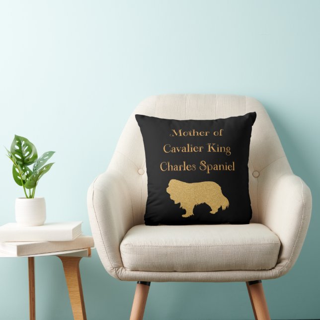 Mother Of Cavalier King Charles Spaniel Gold Throw Pillow (Chair)