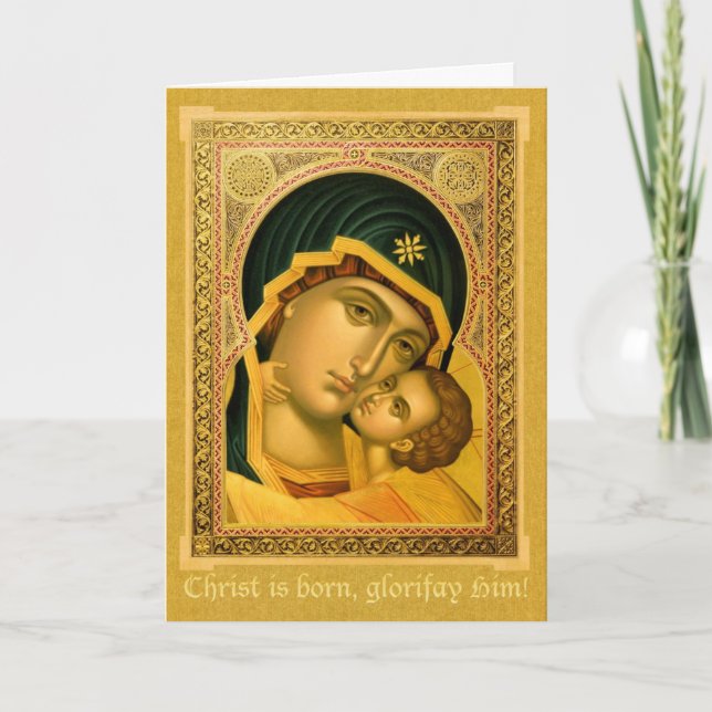 Mother of God Glykophilousa -- Icon Christmas card (Front)