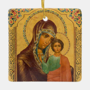 Mother of God Kazanskaya Orthodox Christian Icon Ceramic Ornament