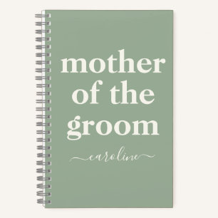 Mother of Groom Minimal Modern Name   Sage Green   Notebook