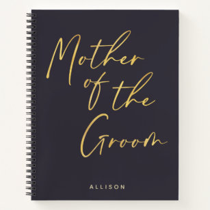 Mother of Groom Minimalist Gold Navy Personalized Notebook