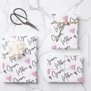 Mother of Groom Wrapping Paper Flat Sheet Set of 3