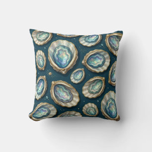 Mother of Pearl Abalone Gold Oyster Shell Throw Pillow