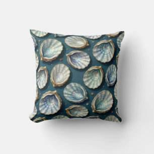 Mother of Pearl Abalone Gold Oyster Shell Throw Pillow