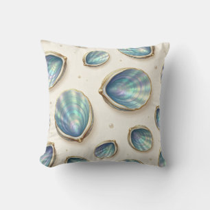 Mother of Pearl Abalone Gold Oyster Shell Throw Pillow