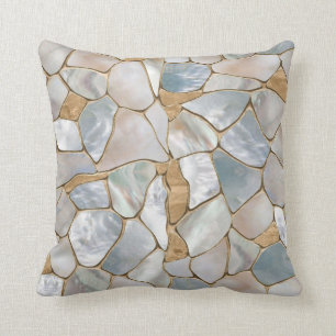 Mother of pearl and Gold cells abstract Throw Pillow