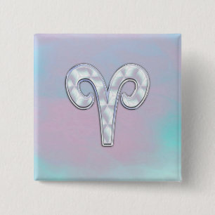 Mother of Pearl Aries Zodiac Symbol Decor 2 Inch Square Button