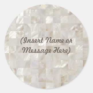 Mother of Pearl, Beige Personalized Classic Round Sticker