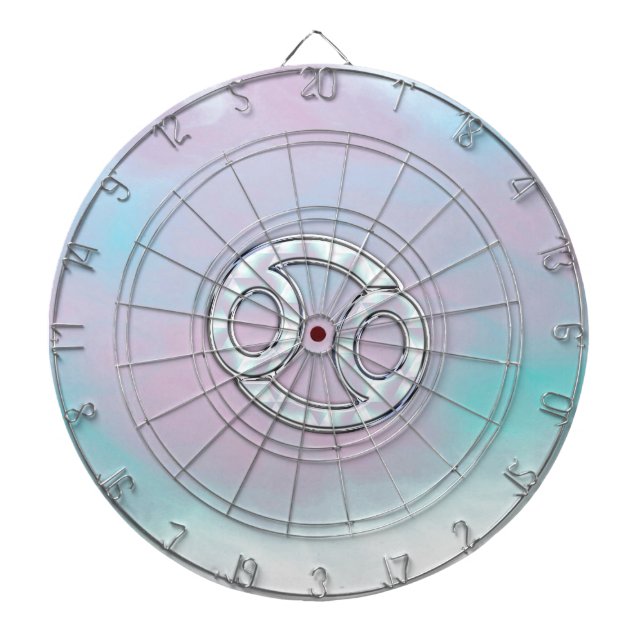 Mother of Pearl Cancer Zodiac Symbol Decor Dartboard (Front)