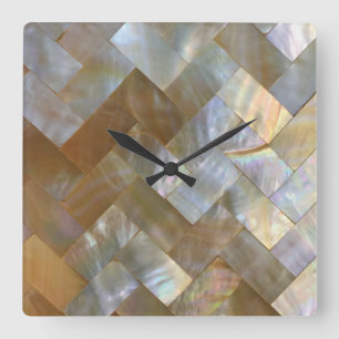 Mother of Pearl Capiz Weave Square Wall Clock