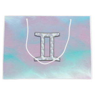Mother of Pearl Decor Gemini Zodiac Symbol Large Gift Bag