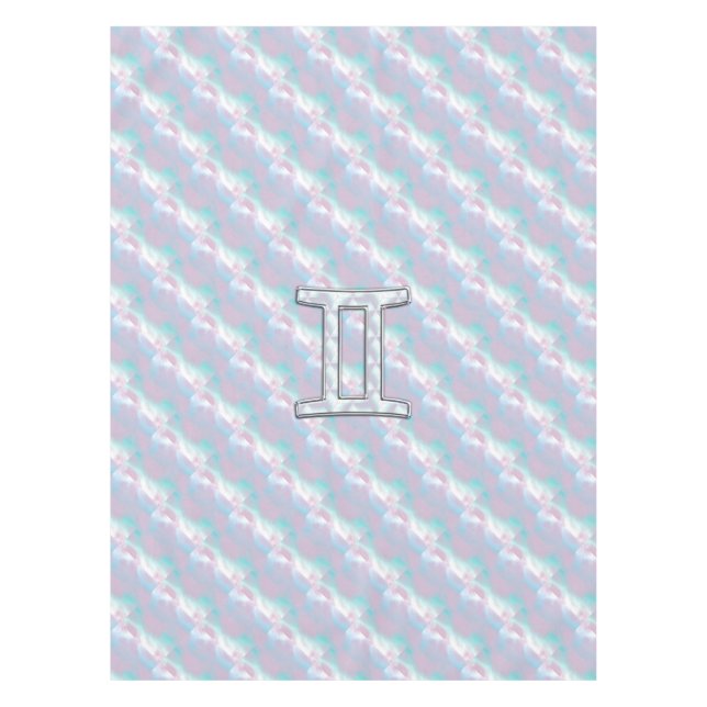 Mother of Pearl Decor Gemini Zodiac Symbol Tablecloth (Front)