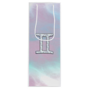 Mother of Pearl Decor Gemini Zodiac Symbol Wine Gift Bag