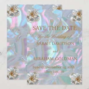 Mother of Pearl Elegant Wedding Save the Date Invitation