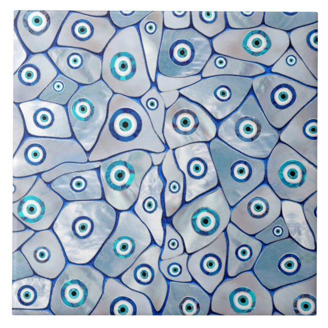 Mother of pearl Evil Eye Pattern Tile (Front)