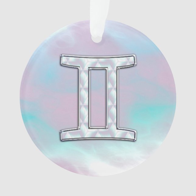 Mother of Pearl Gemini Zodiac Symbol Ornament (Front)