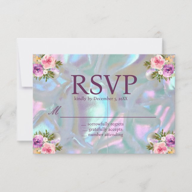 Mother of Pearl Iridescent RSVP Cards (Front)