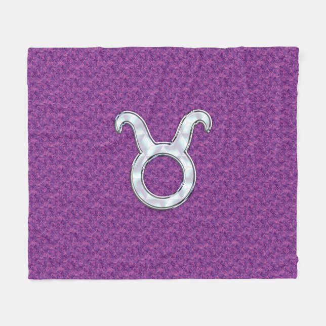 Mother of Pearl Like Taurus Symbol on Digital Camo Fleece Blanket (Front (Horizontal))
