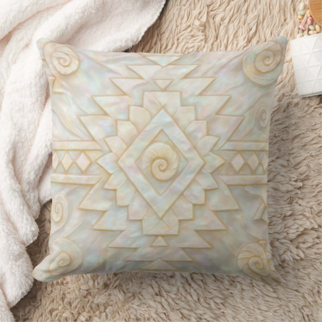 Mother of Pearl Navajo Pattern Throw Pillow (Blanket)