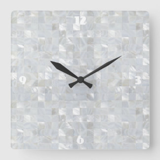 MOTHER OF PEARL PRINT White Square Wall Clock