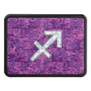 Mother of Pearl Sagittarius Symbol Fuchsia Camo Trailer Hitch Cover