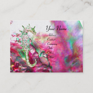 MOTHER OF PEARL & SEAHORSE MONOGRAM pink fuchsia Business Card