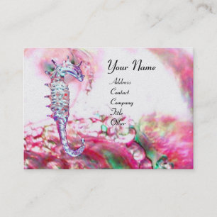 MOTHER OF PEARL & SEAHORSE MONOGRAM pink fuchsia Business Card