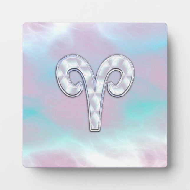 Mother of Pearl Style Aries Symbol Plaque (Front)