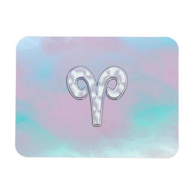 Mother of Pearl Style Aries Zodiac Symbol Magnet (Horizontal)