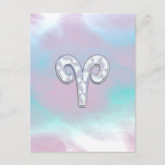 Mother of Pearl Style Aries Zodiac Symbol Postcard (Front)