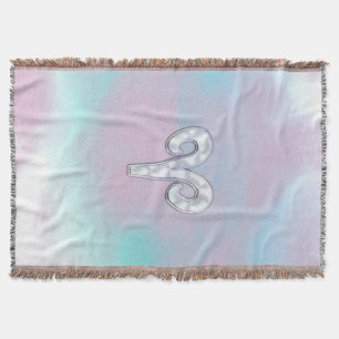 Mother of Pearl Style Aries Zodiac Symbol Throw Blanket